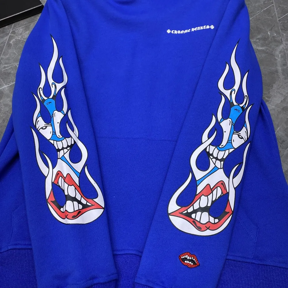 P240 Chrome Hearts Autumn and Winter 2025 Counter Synchronization ❤️ Mattyboy Limited Edition Graffiti Flower Arm Embroidery Hooded Sweatshirt Improved Customized Version 1:1 High Weight Premium Fabric Recommended Color: Limited Electric Blue Code Number: S, M, L, XL